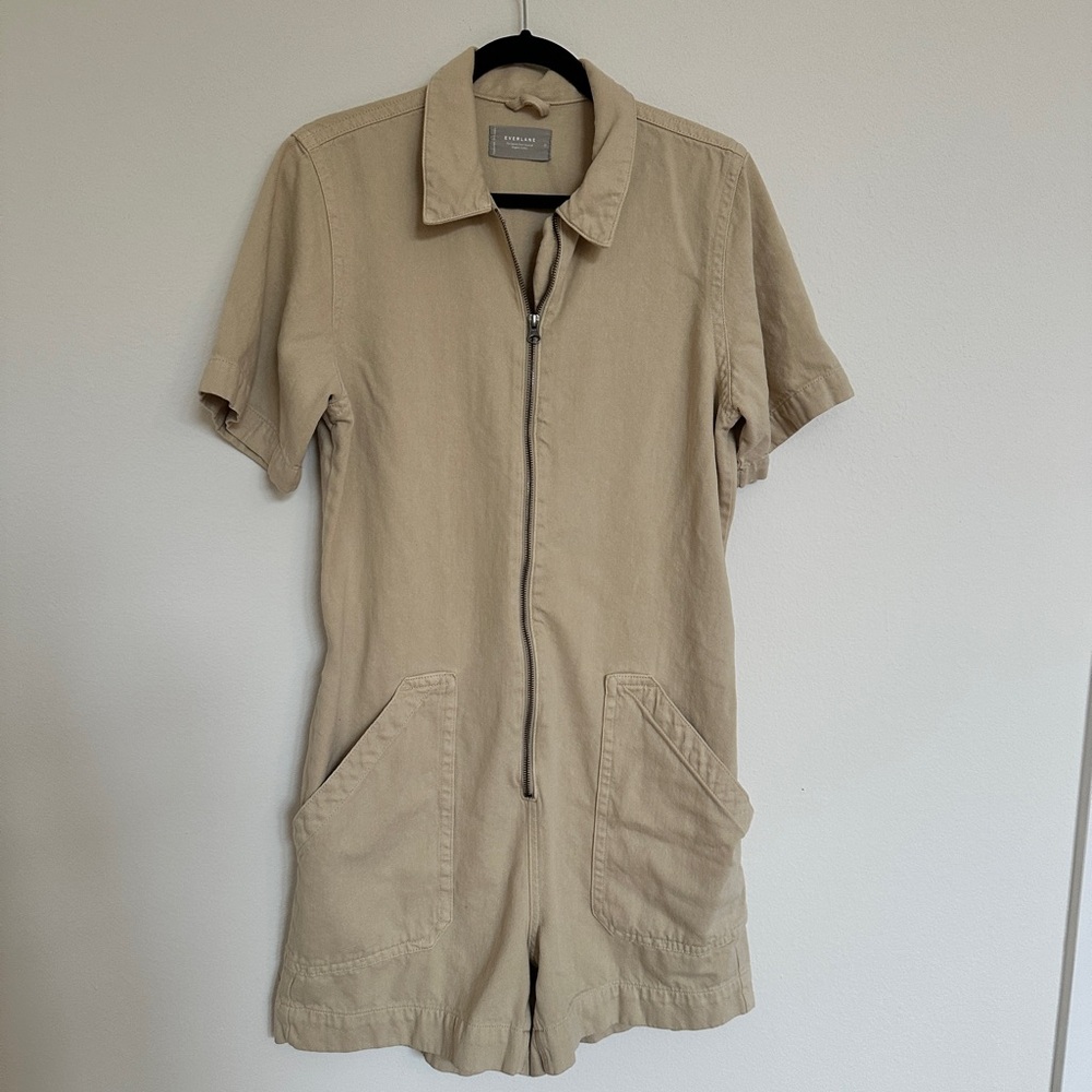 Everlane Zip Up Romper Overalls One-piece Coveralls Shorts Size L ( 12 )
